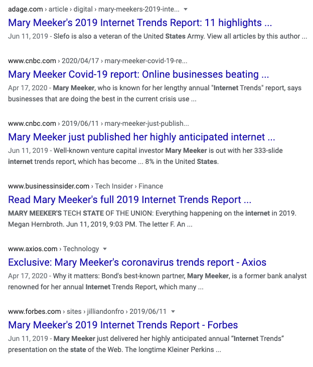 Mary Meeker Report Search Results
